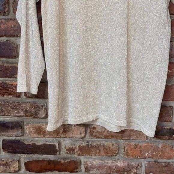 Linda Originals Gold Metallic Knit Mock Neck Blouse Women's Size Medium - Picture 3 of 8